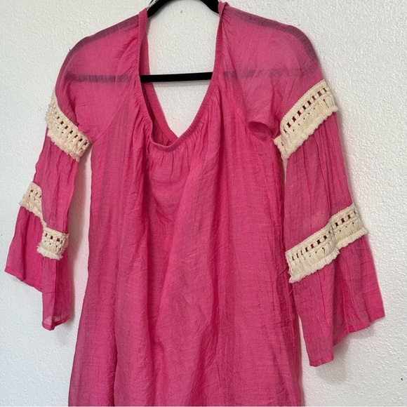 Women’s vava by Joy Han pink tassel sleeve off the shoulder dress nwt size L - Picture 4 of 10